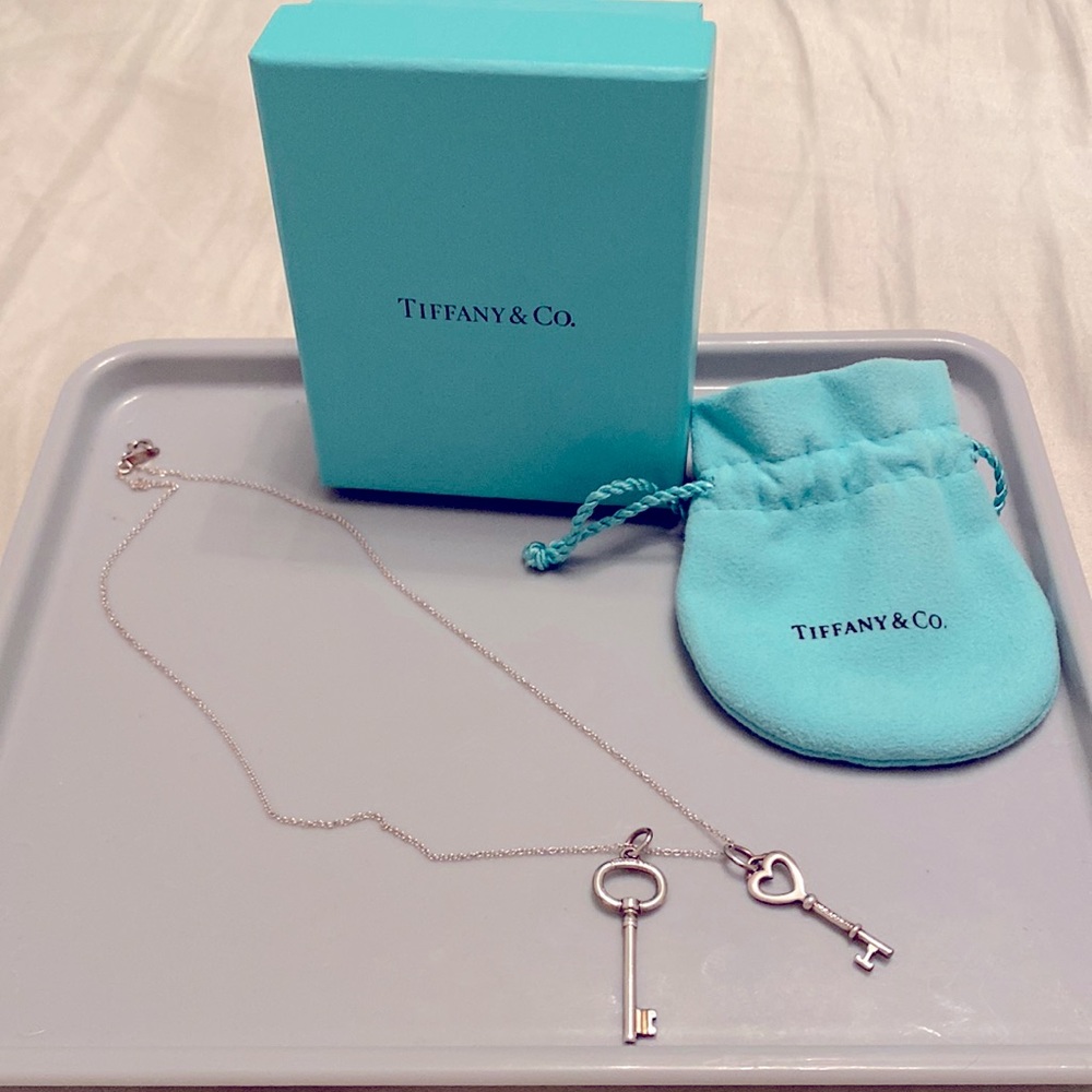 New Tiffany & Co. Silver Double Keys Necklace